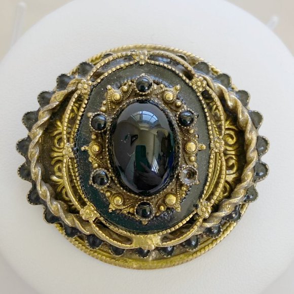 Original by Robert Jewelry Original By Robert Black Glass Cabochon Broochpendant Read